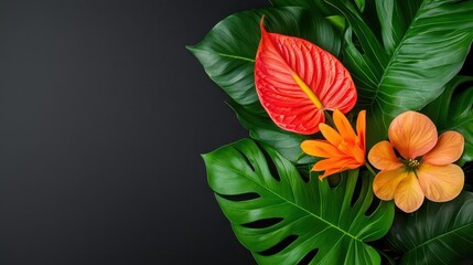 Obraz premium Indoor floral arrangement thriving with organic nutrient supplements, vibrant colors, fresh plant life