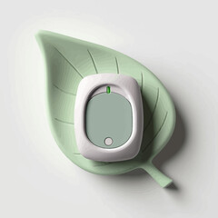 Minimalist Smart Device on a Green Leaf