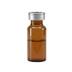 Amber Glass Bottle with White Cap Isolated on Transparent Background 