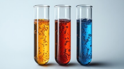 Colorful liquids in test tubes demonstrate chemical reactions in a lab setting