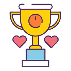 Colorful Trophy with Hearts – Fun Award Vector Design