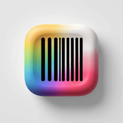 Abstract Colorful Barcode Icon on White Background