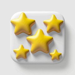 Five Yellow 3D Stars on White Rounded Square