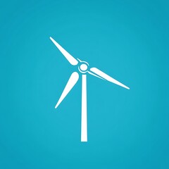 Simple Wind Turbine Icon Against Blue Background