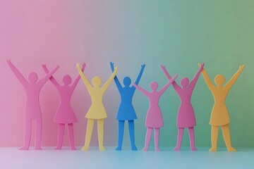 Fototapeta premium Paper People Teamwork Success Celebration37