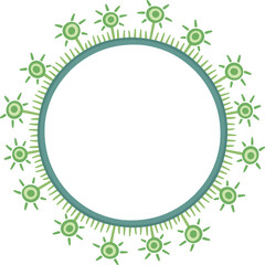 Circular border with schematic flowers. Illustration made with schematic flowers on a white background creating a circular border.