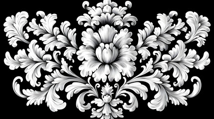 Elegant, symmetrical floral design in a monochrome style.