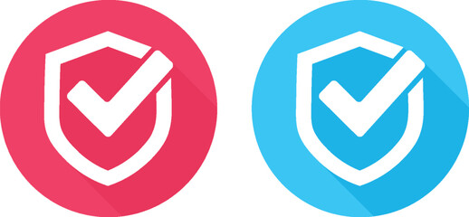 Green shield icon with check mark assurance and security. Tick shield security vector icon.