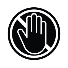 Stop Hand Vector Icon for No Entry Sign