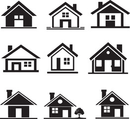 'Home' icon silhouette image collection.