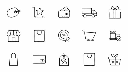 e commerce and shopping set of web icons in line s.eps
