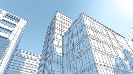 Fototapeta premium Glass Blocks and Blue Skies: A View Through Geometry