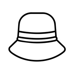 bucket hats line drawn beauty fashion industry. vector art - outline icon bucket hats, isolated white background