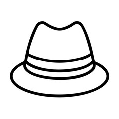 hat line drawn beauty fashion industry. vector art - outline icon hat, isolated white background