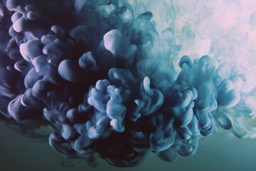 Fototapeta premium Swirling blue ink dissolving in water creates a captivating abstract visual, showcasing dynamic fluid motion and vibrant textures