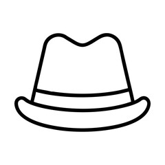 trilby line drawn beauty fashion industry. vector art - outline icon trilby, isolated white background