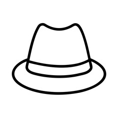 trilby line drawn beauty fashion industry. vector art - outline icon trilby, isolated white background