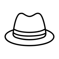 fedora line drawn beauty fashion industry. vector art - outline icon fedora, isolated white background