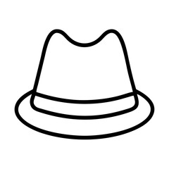 trilby line drawn beauty fashion industry. vector art - outline icon trilby, isolated white background