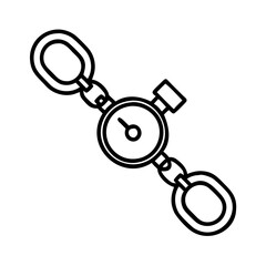 watch chains line drawn beauty fashion industry. vector art - outline icon watch chains, isolated white background