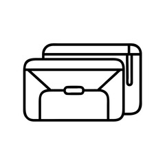 travel pouches line drawn beauty fashion industry. vector art - outline icon travel pouches, isolated white background