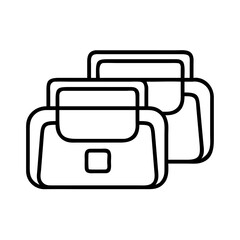 travel pouches line drawn beauty fashion industry. vector art - outline icon travel pouches, isolated white background