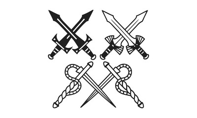 Crossed Swords and Caduceus Emblems