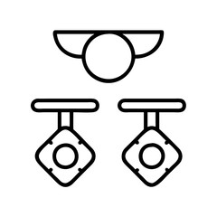 collar pins line drawn beauty fashion industry. vector art - outline icon collar pins, isolated white background