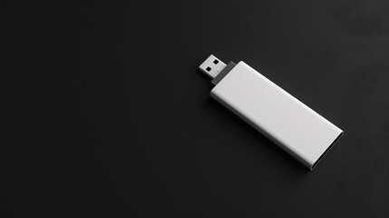 Sleek white USB drive on a dark background perfect for data storage and transfer showcasing its minimalist design and modern appeal ideal for tech enthusiasts