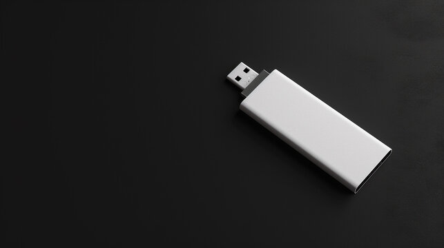 Sleek white USB drive on a dark background perfect for data storage and transfer showcasing its minimalist design and modern appeal ideal for tech enthusiasts