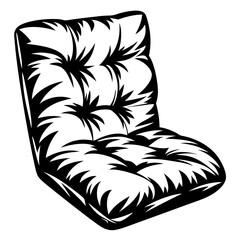 Modern minimalist monochrome floor chair with plush cushions and stylized design