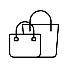 tote bags line drawn beauty fashion industry. vector art - outline icon tote bags, isolated white background