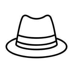 fedora hats line drawn beauty fashion industry. vector art - outline icon fedora hats, isolated white background