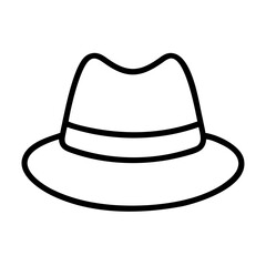 fedora hats line drawn beauty fashion industry. vector art - outline icon fedora hats, isolated white background