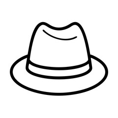 fedora hats line drawn beauty fashion industry. vector art - outline icon fedora hats, isolated white background