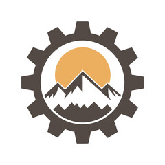 Mountain and Industrial gear Nature vector Design.