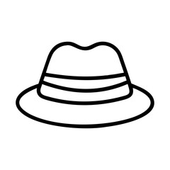 panama hats line drawn beauty fashion industry. vector art - outline icon panama hats, isolated white background