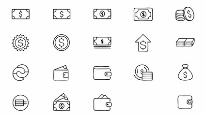 money and finance set of web icons in line style  .eps
