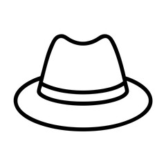 panama hats line drawn beauty fashion industry. vector art - outline icon panama hats, isolated white background