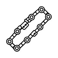 chain belts line drawn beauty fashion industry. vector art - outline icon chain belts, isolated white background