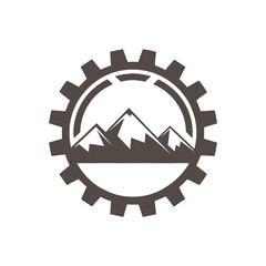 Mountain and Industrial gear Nature vector Design.