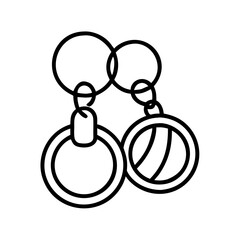 keychains line drawn beauty fashion industry. vector art - outline icon keychains, isolated white background