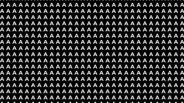 retro futuristic background animation vertical downward slow motion movement of alphabeth letter A in datum grid pattern order