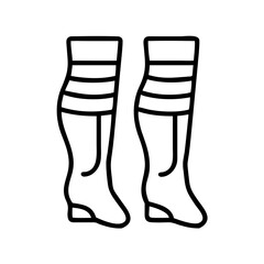 leg warmers line drawn beauty fashion industry. vector art - outline icon leg warmers, isolated white background