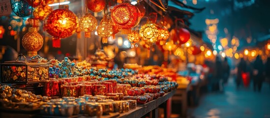 Night Market Street Bazaar, Colorful Crafts