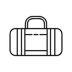 duffel bags line drawn beauty fashion industry. vector art - outline icon duffel bags, isolated white background
