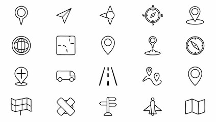 navigation and location set of web icons in line s.eps