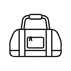 duffel bags line drawn beauty fashion industry. vector art - outline icon duffel bags, isolated white background