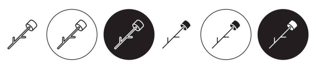 Marshmallow on stick icon solid illustration, pictogram isolated on white design element.