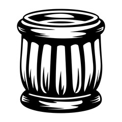 Stylized black and white image of a short classic architectural column section